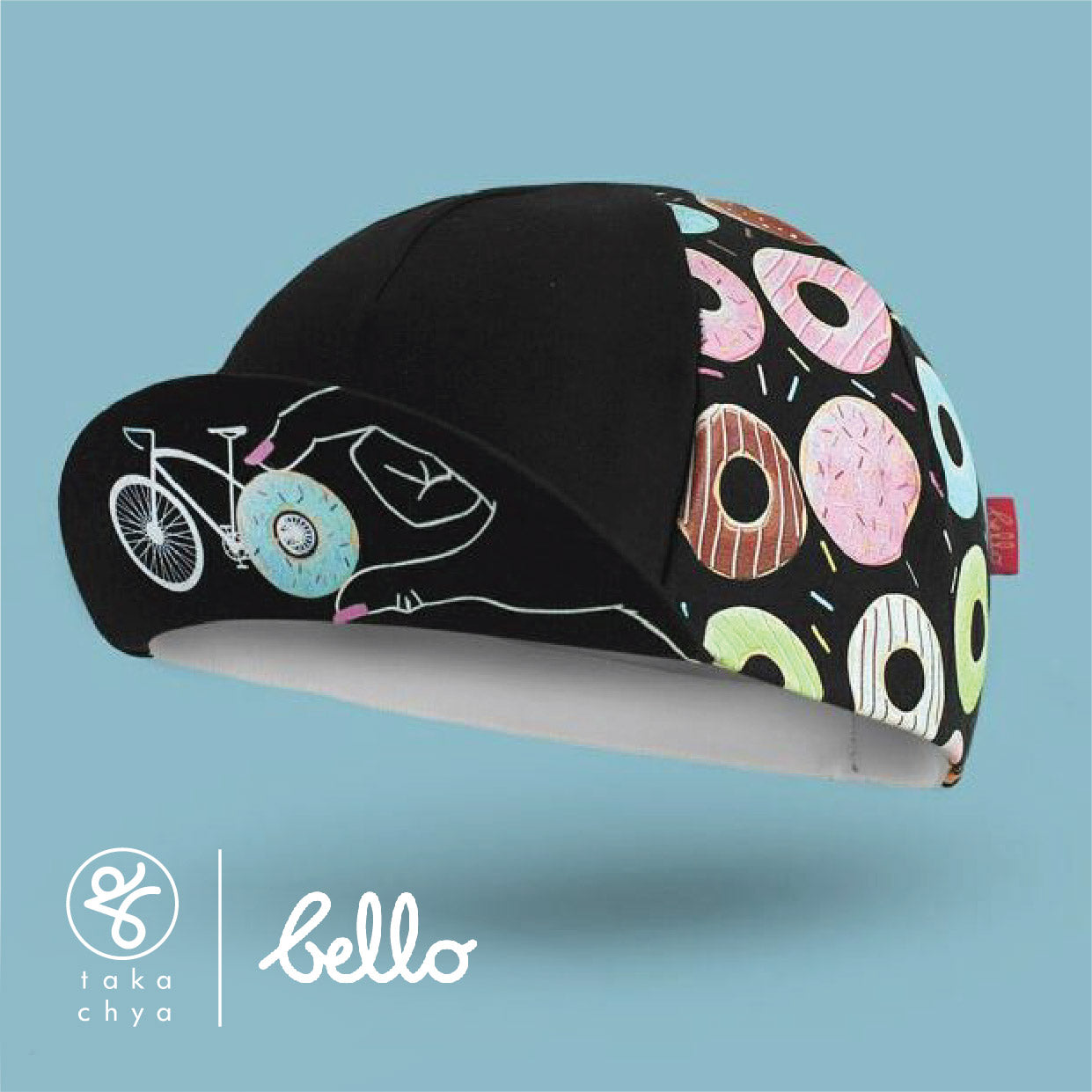 Donut Mess with my Ride-time Black - Bello Cyclist Designer Collaboration Cycling Cap