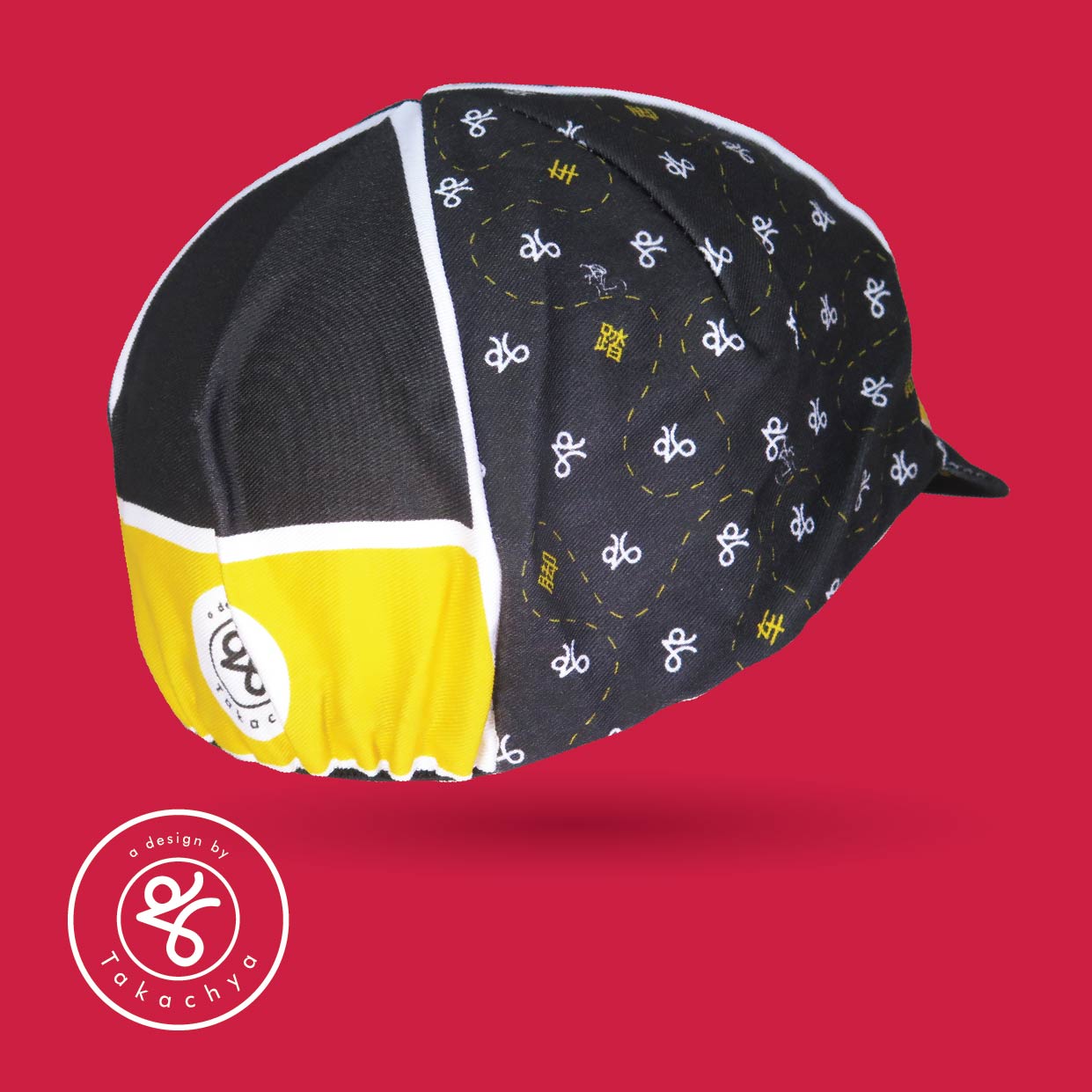 Cycle Shiok Yellow Black - A Design by Takachya Cycling Cap