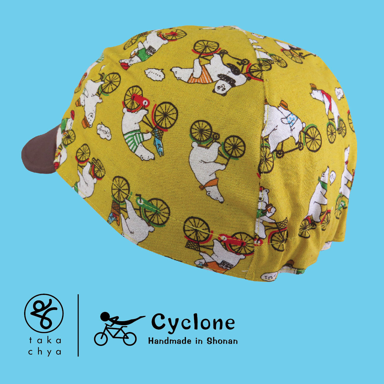 Cycling Bear and Panda - Cyclone Chee Japanese Handmade Cycling Cap