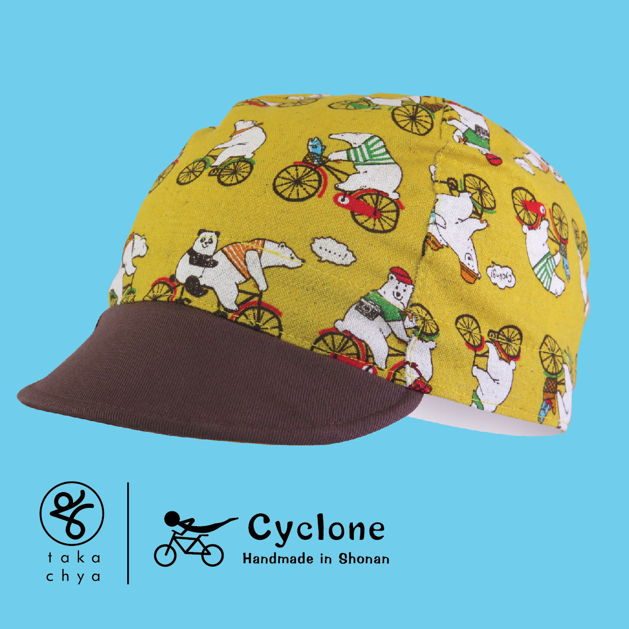 Cycling Bear and Panda - Cyclone Chee Japanese Handmade Cycling Cap