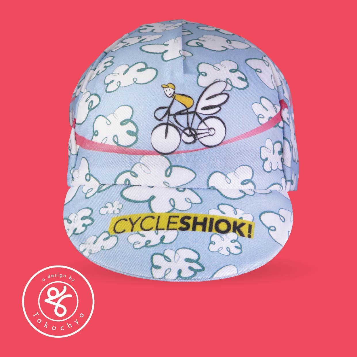 Chinese Idioms Flying Unicorn - Sky Blue - A Design by Takachya Cycling Cap