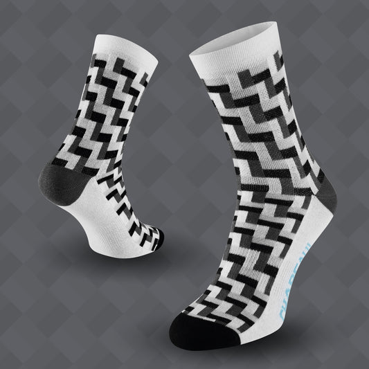 Chapeau! Midweight Cotton Blend Socks, Tile Print, Black