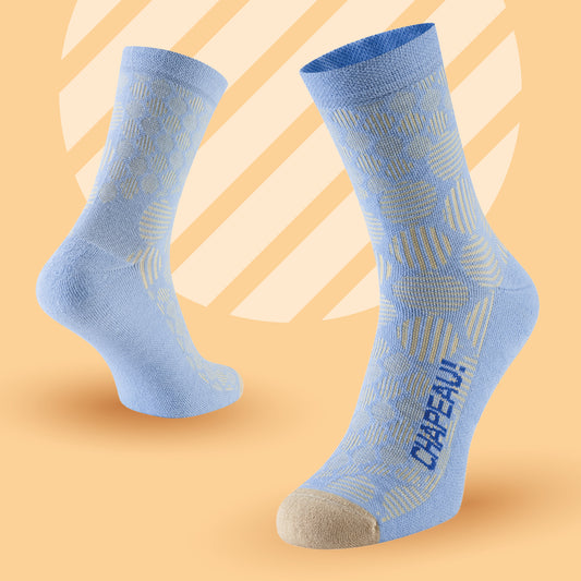 Chapeau! Midweight performance socks, Pattern, Tall, Devon Sky