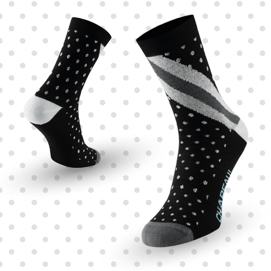 Chapeau! Lightweight Performance Socks, Polka Stripe, Black