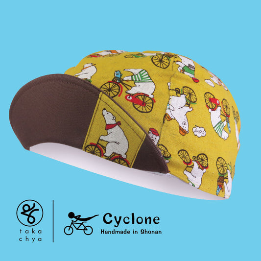 Cycling Bear and Panda - Cyclone Chee Japanese Handmade Cycling Cap