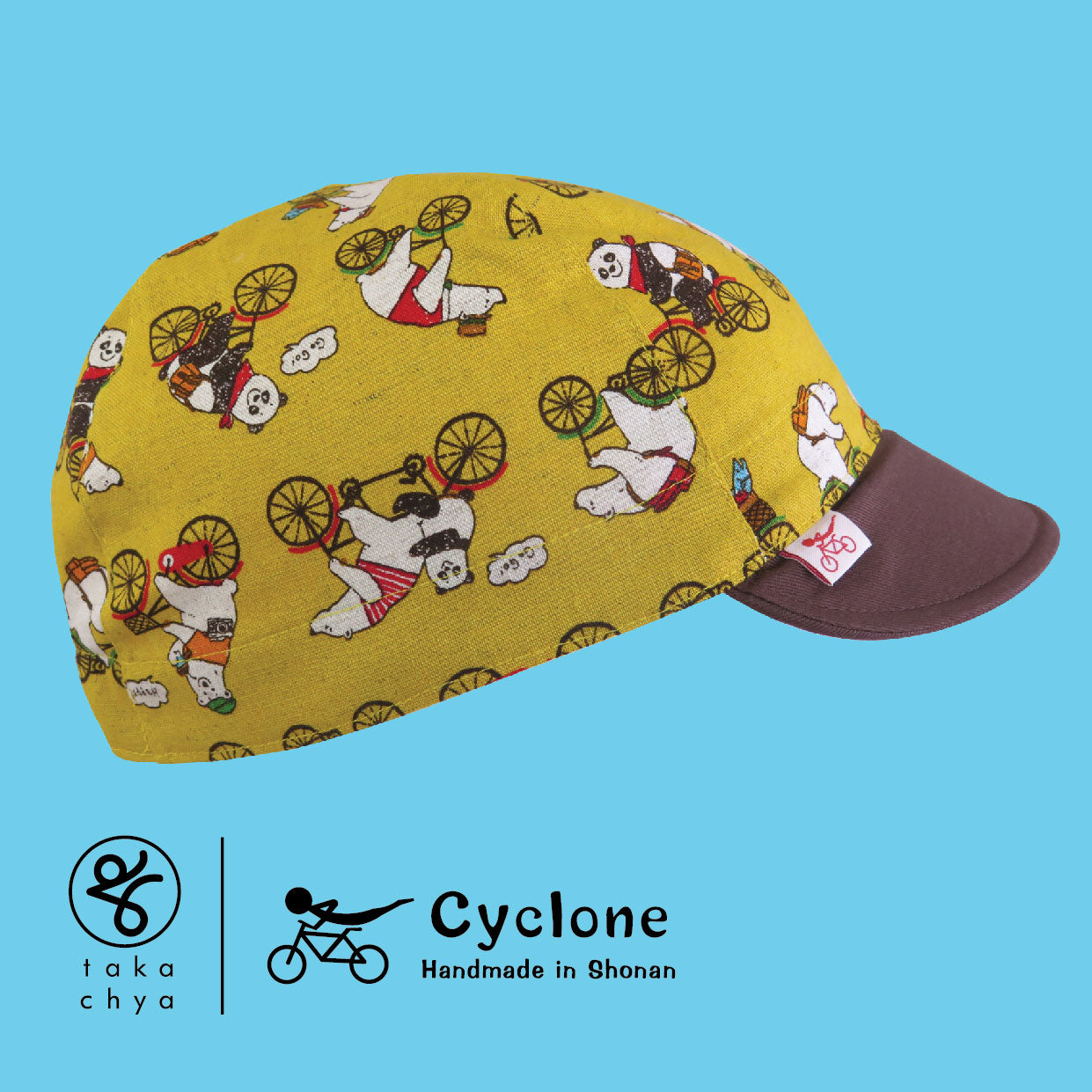 Cycling Bear and Panda - Cyclone Chee Japanese Handmade Cycling Cap