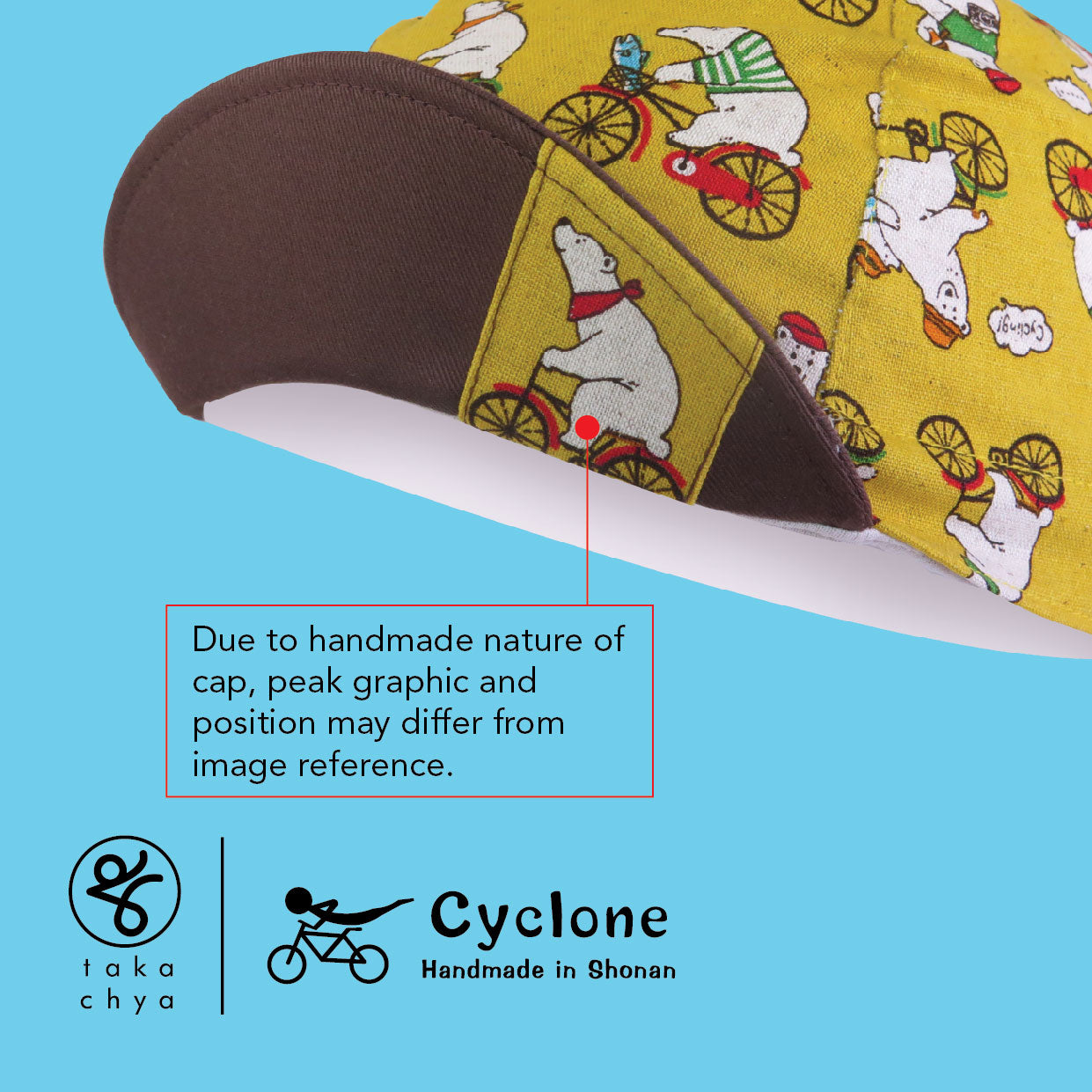 Cycling Bear and Panda - Cyclone Chee Japanese Handmade Cycling Cap