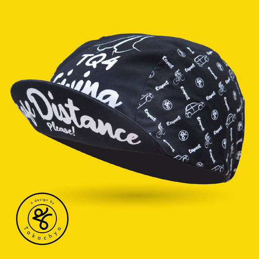 Safe Distance Black - A Design by Takachya Cycling Cap