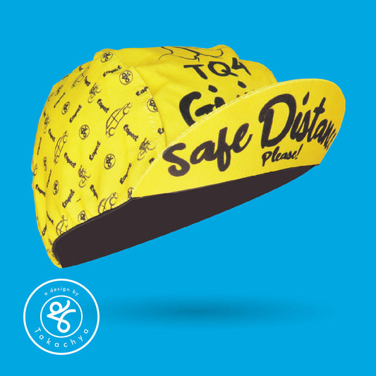 Safe Distance Yellow - A Design by Takachya Cycling Cap