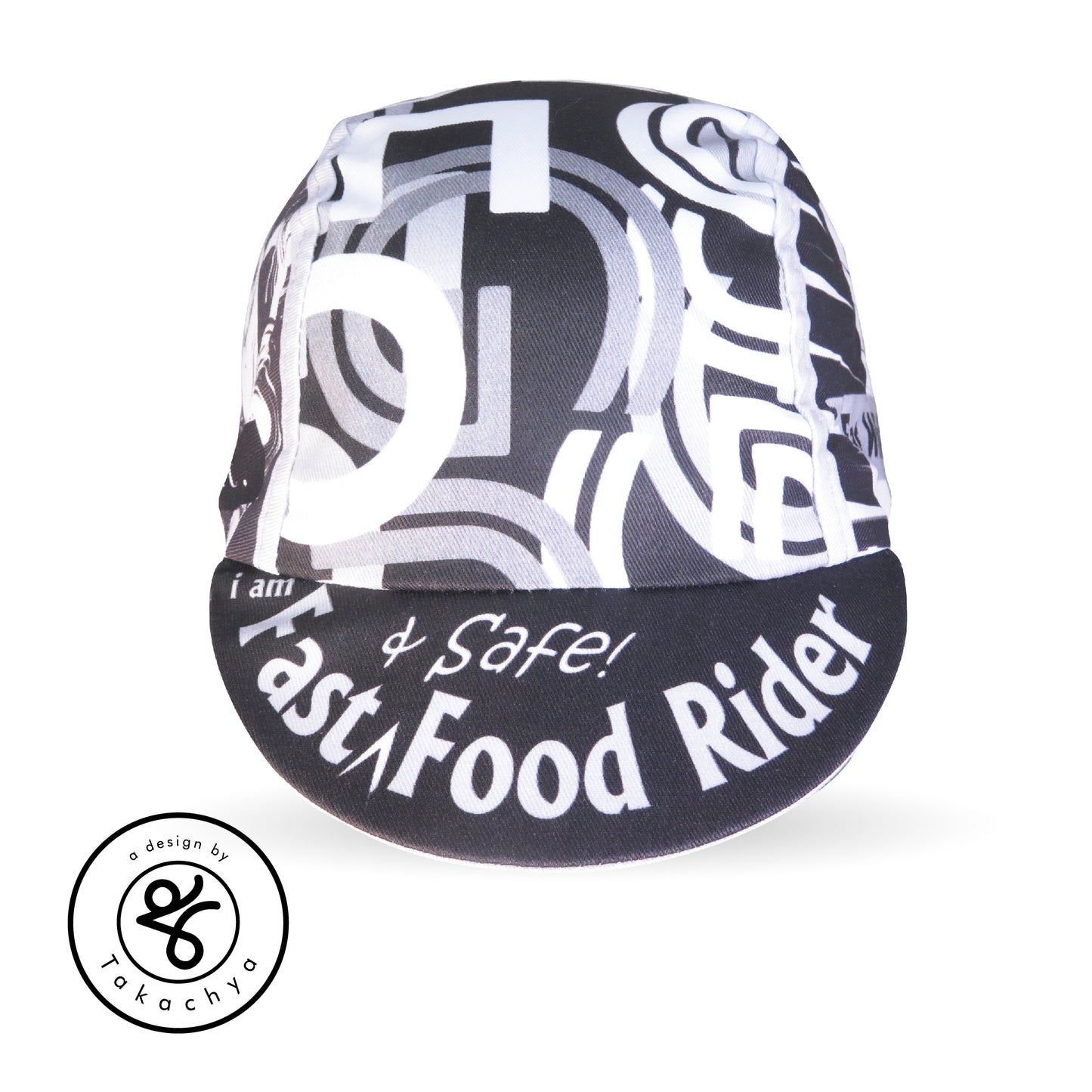 I am Fast Food Rider Grayscale - A Design by Takachya Cycling Cap