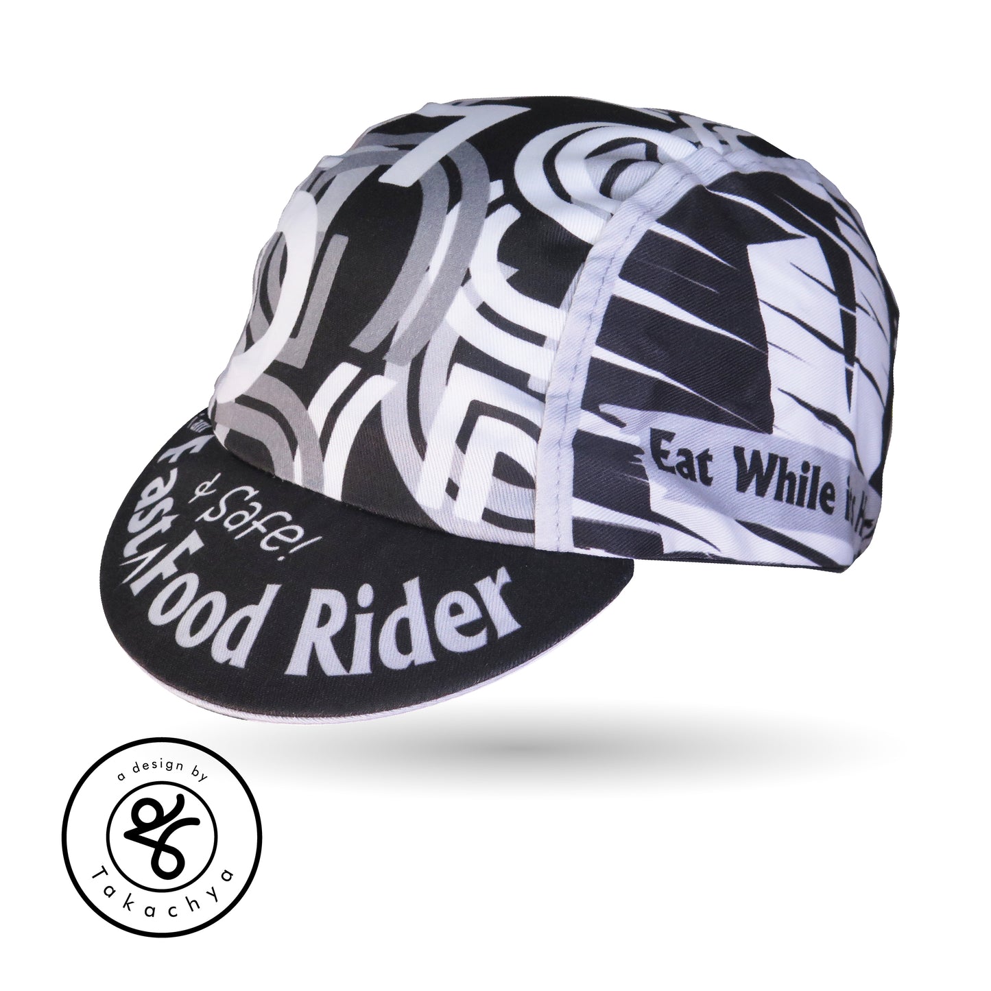 I am Fast Food Rider Grayscale - A Design by Takachya Cycling Cap